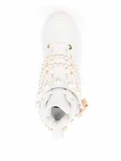 Moschino pearl-embellished mid-top sneakers