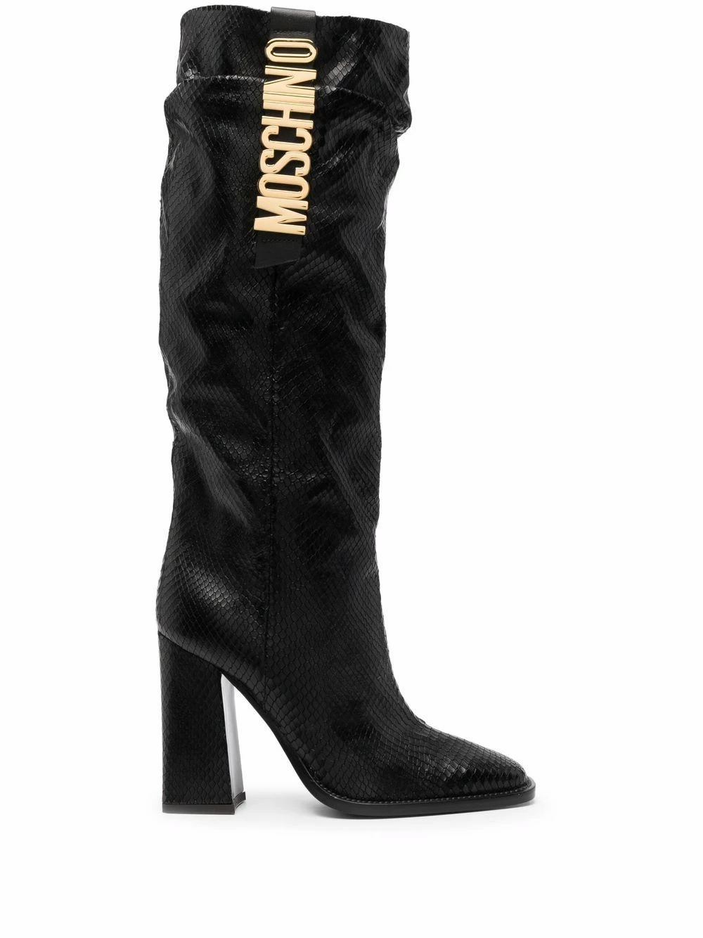 Best deal ❤️ Moschino 100mm logo plaque knee length 🥾 boots ❤️ 3 Moschino 100mm logo-plaque knee-length boots