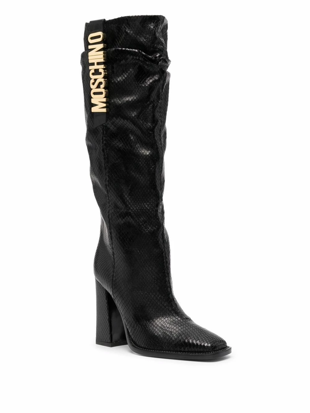 Best deal ❤️ Moschino 100mm logo plaque knee length 🥾 boots ❤️ 4 Moschino 100mm logo-plaque knee-length boots
