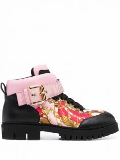 Moschino teddy bear print buckle boots