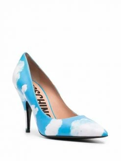 Moschino cloud-print leather pumps