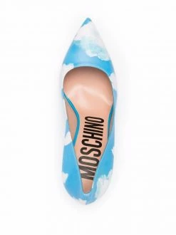 Moschino cloud-print leather pumps