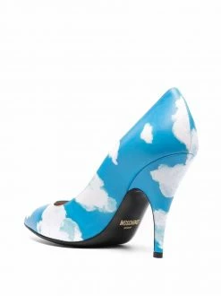Moschino cloud-print leather pumps