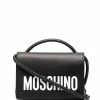 Moschino logo-print leather satchel bag