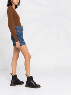 Moschino Teddy Bear-embroidered denim shorts