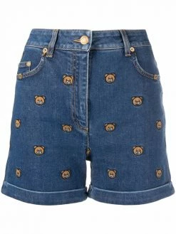 Moschino Teddy Bear-embroidered denim shorts