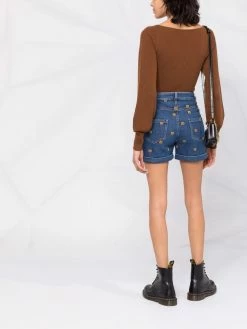 Moschino Teddy Bear-embroidered denim shorts