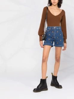 Moschino Teddy Bear-embroidered denim shorts