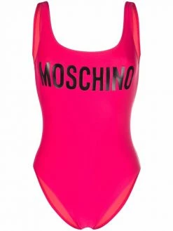 Moschino logo-print backless swimsuit