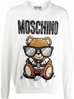 Moschino Teddy Bear-intarsia cotton jumper
