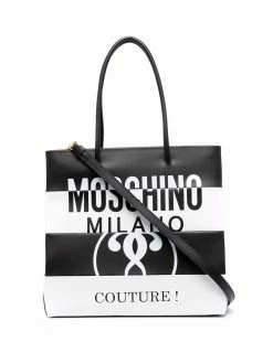 Moschino logo-print leather tote