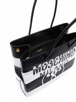 Moschino logo-print leather tote