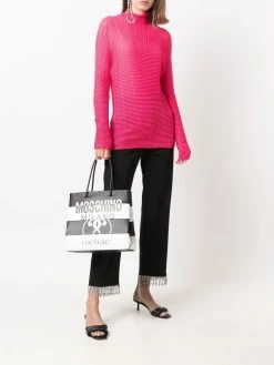 Moschino logo-print leather tote