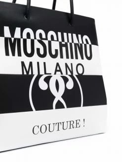 Moschino logo-print leather tote