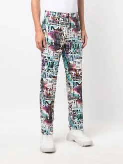 Moschino graphic-print straight-leg trousers