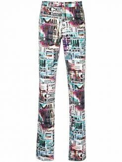 Moschino graphic-print straight-leg trousers