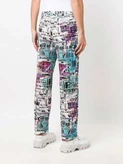 Moschino graphic-print straight-leg trousers