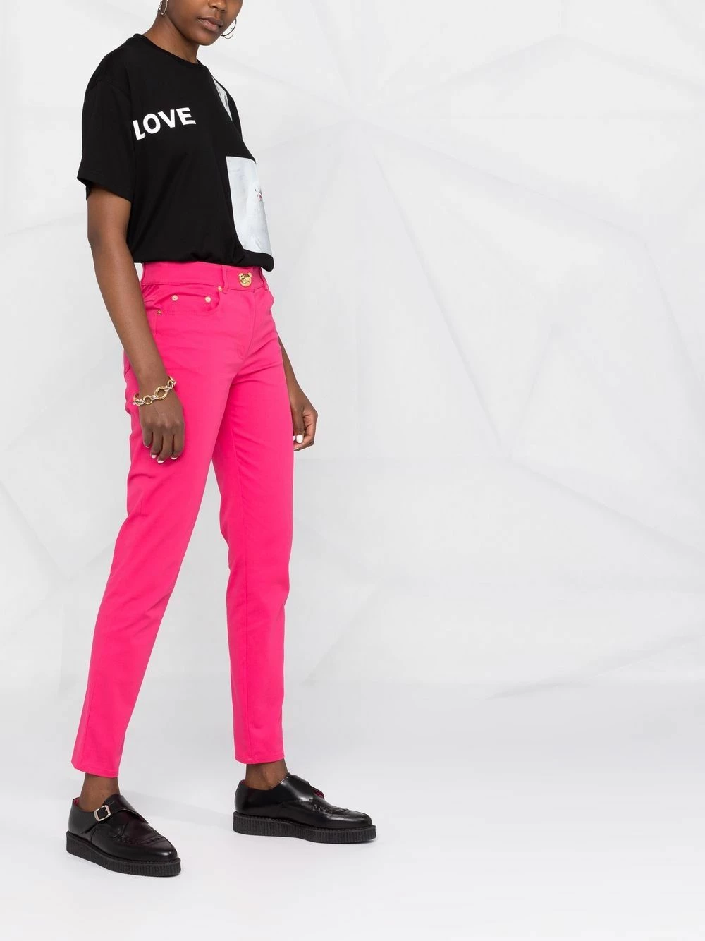 New ✔️ Moschino Teddy motif slim fit trousers ❤️ 6 Moschino teddy-motif slim-fit trousers