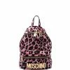 Moschino leopard-print logo-plaque backpack