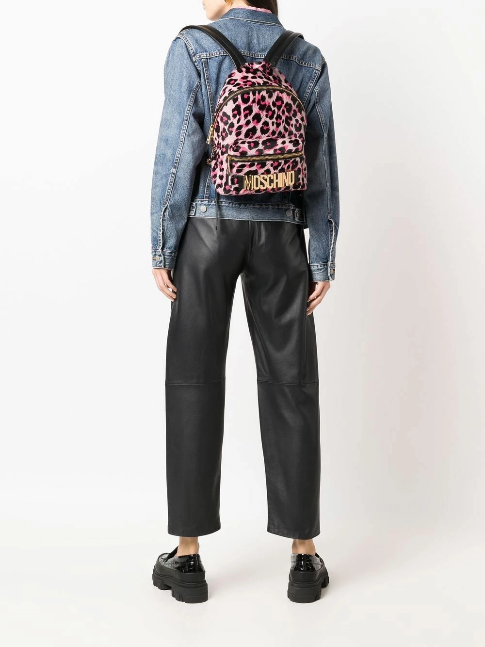 Cheap ๐ Moschino Leopard print logo plaque ๐ backpack โญ 4 Moschino leopard-print logo-plaque backpack