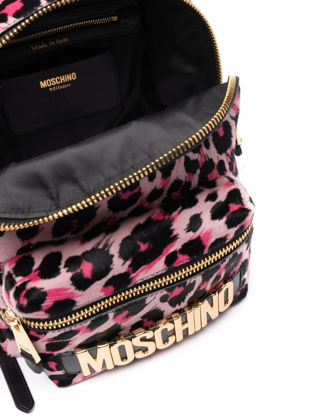 Cheap ๐ Moschino Leopard print logo plaque ๐ backpack โญ 7 Moschino leopard-print logo-plaque backpack