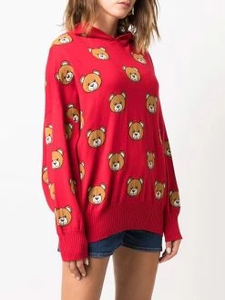 Moschino bear-motif wool hoodie