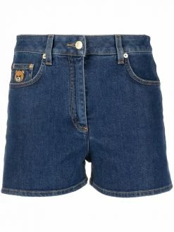 Moschino logo-patch mini denim shorts