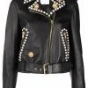 Moschino Double Question Mark faux-pearl biker jacket