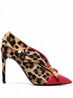 Moschino Moto 105mm leopard pumps