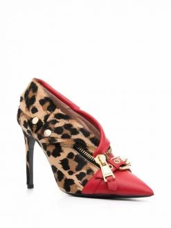 Moschino Moto 105mm leopard pumps