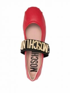 Moschino logo-lettering ballerina shoes