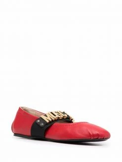 Moschino logo-lettering ballerina shoes