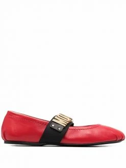 Moschino logo-lettering ballerina shoes