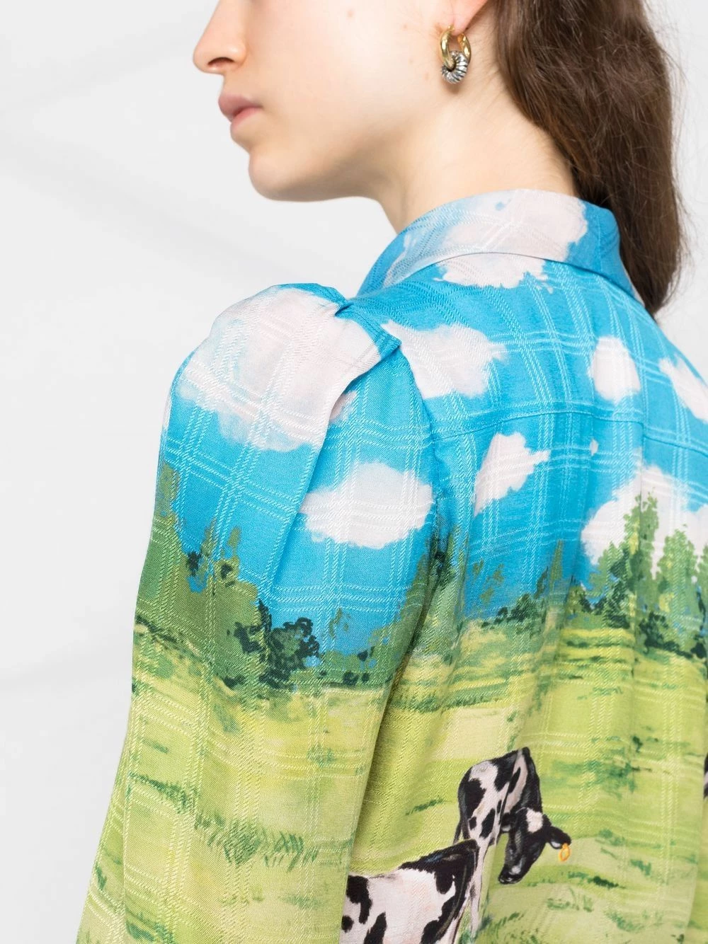 Best reviews of โจ Moschino Farm print checked jacquard ๐ shirt โจ 5 Moschino farm-print checked jacquard shirt