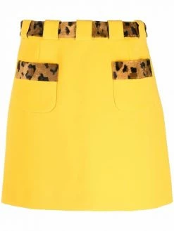 Moschino leopard-panel skirt