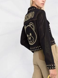 Best Pirce โ๏ธ Moschino Teddy Studs denim cropped jacket ๐ฅ 10 Moschino Teddy Studs denim cropped jacket
