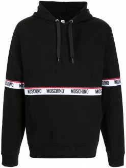 Moschino logo-tape cotton hoodie