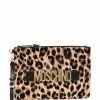 Moschino leopard-print logo clutch bag