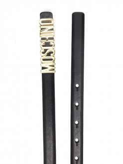 Moschino logo-lettering leather belt