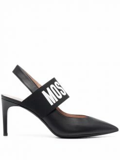 Moschino logo-strap 80mm slingback pumps