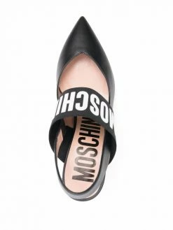 Moschino logo-strap 80mm slingback pumps