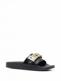 Moschino logo-plaque slides