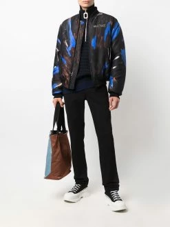 Moschino logo paint print bomber jacket