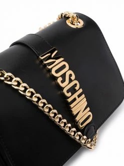 Moschino logo-plaque chain-link shoulder bag