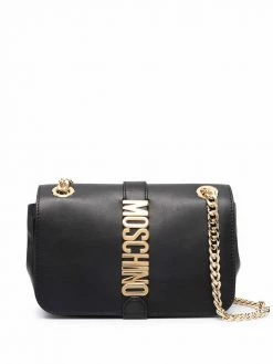 Moschino logo-plaque chain-link shoulder bag