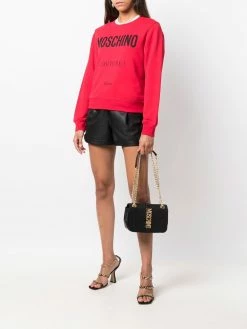 Moschino logo-plaque chain-link shoulder bag