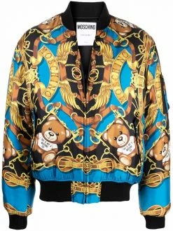 Moschino baroque-pattern print bomber jacket