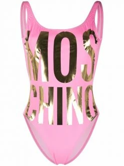 Moschino metallic-logo print swimsuit
