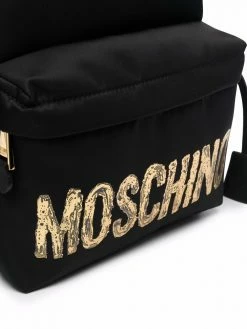 Moschino metallic logo-plaque backpack