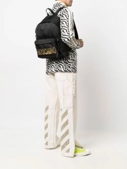 Moschino metallic logo-plaque backpack